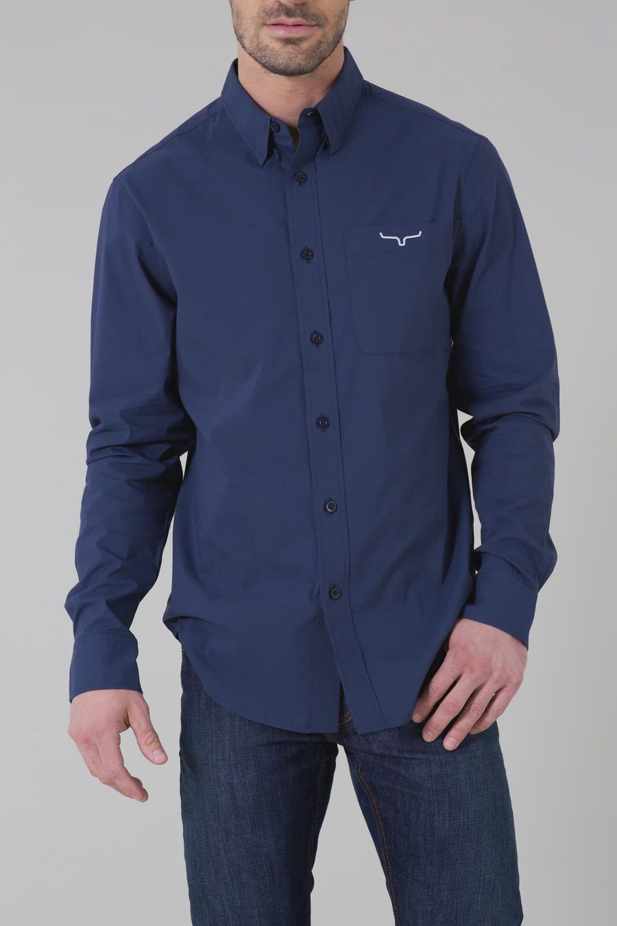 KR Team Shirt Long Dress Shirt- Navy