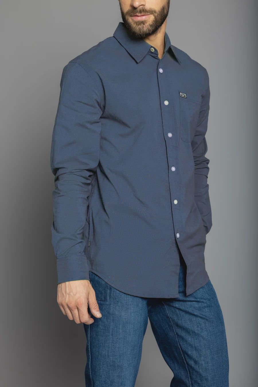 Linville Long Sleeve Dress Shirt- Dark Blue
