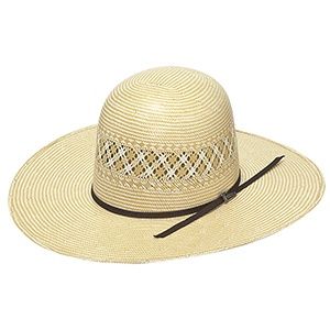 TWISTER SHANTUNG IVORY AND TAN HAT 2 CORD CHOCOLATE BAND OPEN
