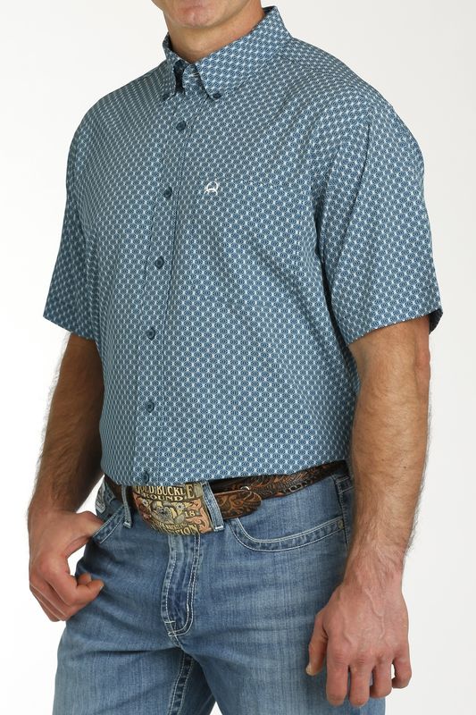 CINCH MENS S/S PRINT ARENAFLEX 6/24 - TEAL