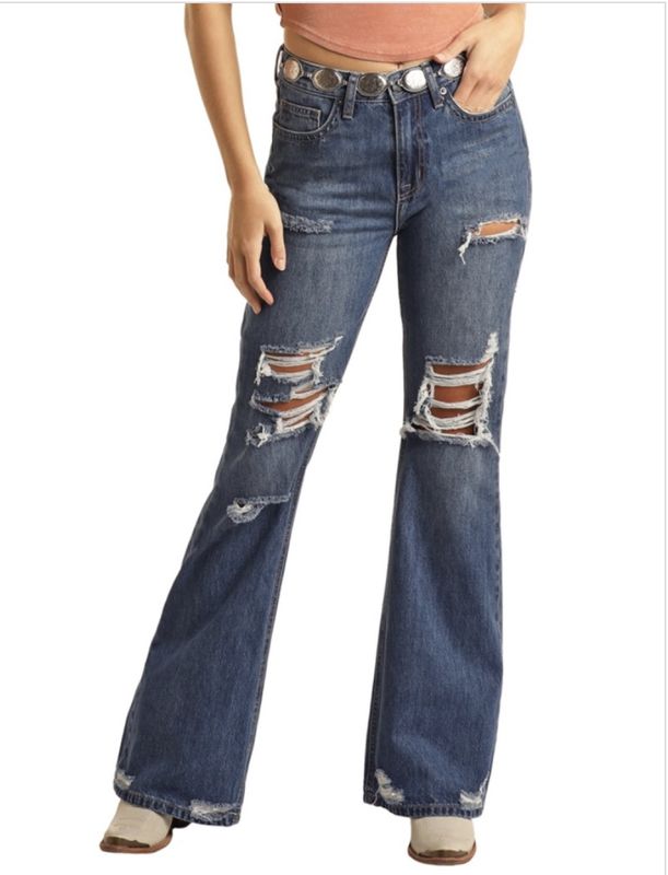 Rock &amp; Roll High Rise Relaxed Flare Jeans