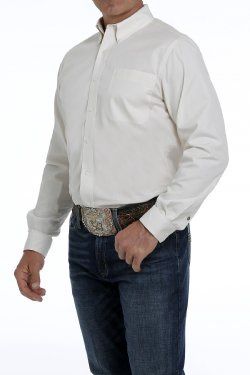 MEN&#39;S MODERN FIT CREAM BUTTON-DOWN SHIRT