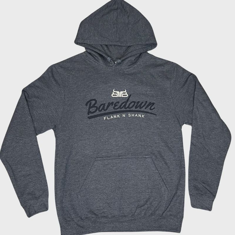 Flank N Shank- Heather Navy Hoodie