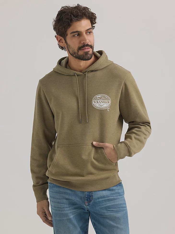 MEN&#39;S ROPE FRAME LOGO PULLOVER HOODIE IN BURNT OLIVE