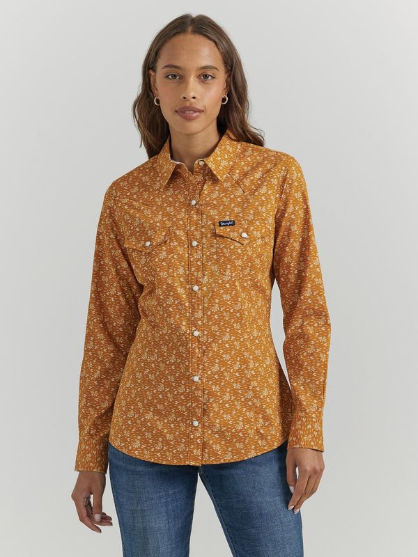 Wrangler® Western Dress Snap Shirt - Orange