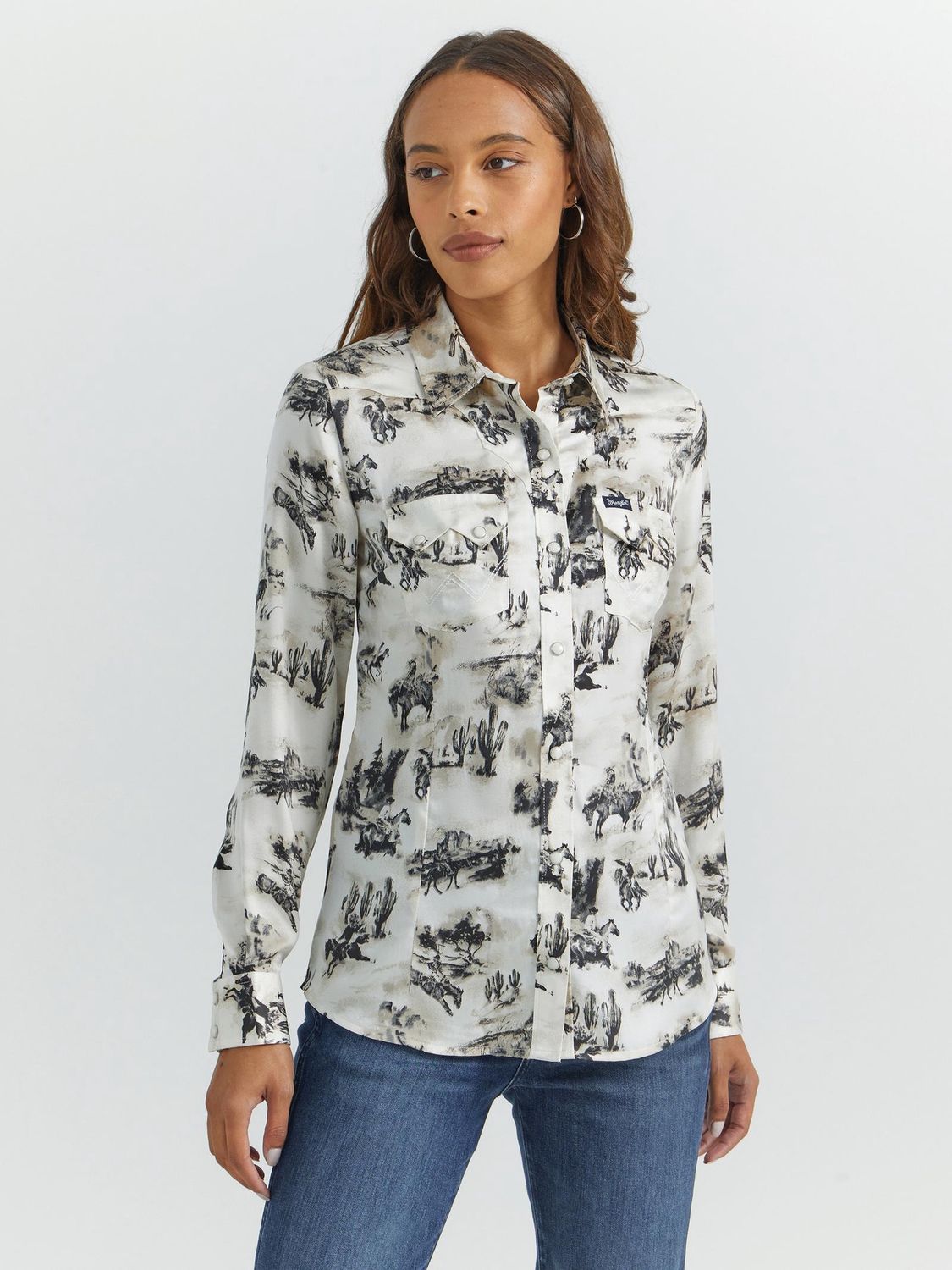 Wrangler Retro® Western Vintage Snap Top - White/Black