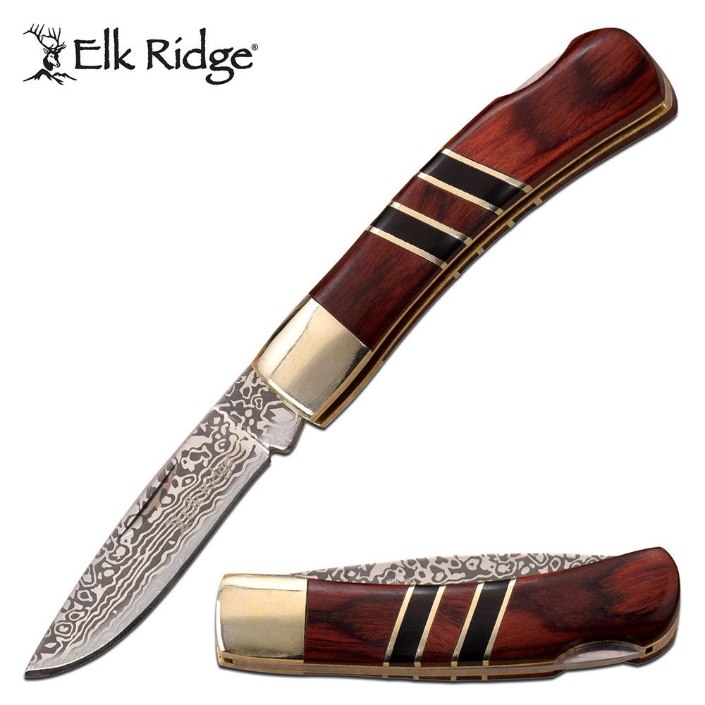 ELK RIDGE MANUAL FOLDER – 3″ – PAKKAWOOD HANDLE – NICKLE/SILVER BOLSTER