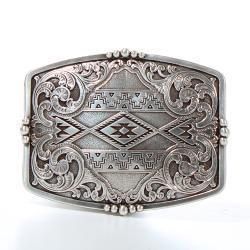 Nocona Mens Rectangle Aztec Floral Buckle