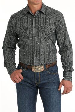 Men&#39;s Modern Fit Snap Front Western Shirt - Black