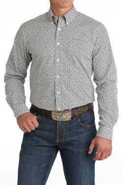 Men&#39;s Modern Fit Button-Down Western Shirt - White