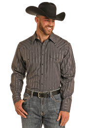 Panhandle MENS LS 2PK SATIN DOBBY SNAP