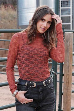 Women's Lace Funnel Top - Copper