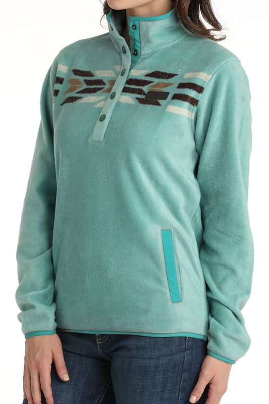 Ladies Polar Fleece Turquoise Sweater