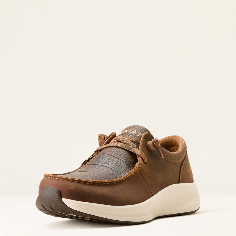 Ariat Men's Buckeye- Distressed Brown/Dk Tan Crocodile Print