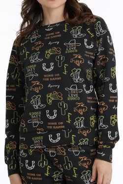 Women's Long Live Rodeo Sweatshirt - Black