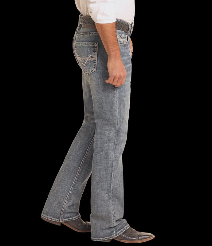 Relaxed Fit Two-Tone Stitch Bootcut Jeans