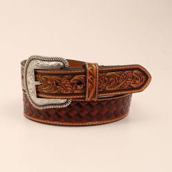 Nocona Mens Belt Basketweave Pattern