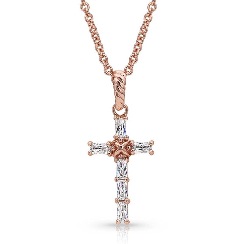 Montana Sliversmiths Entwined Rose Gold Brilliant Cross Necklace