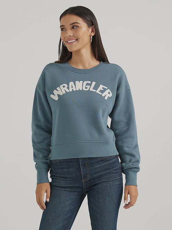 Women's Wrangler Shabby Logo Pullover Sweatshirt in Blue
