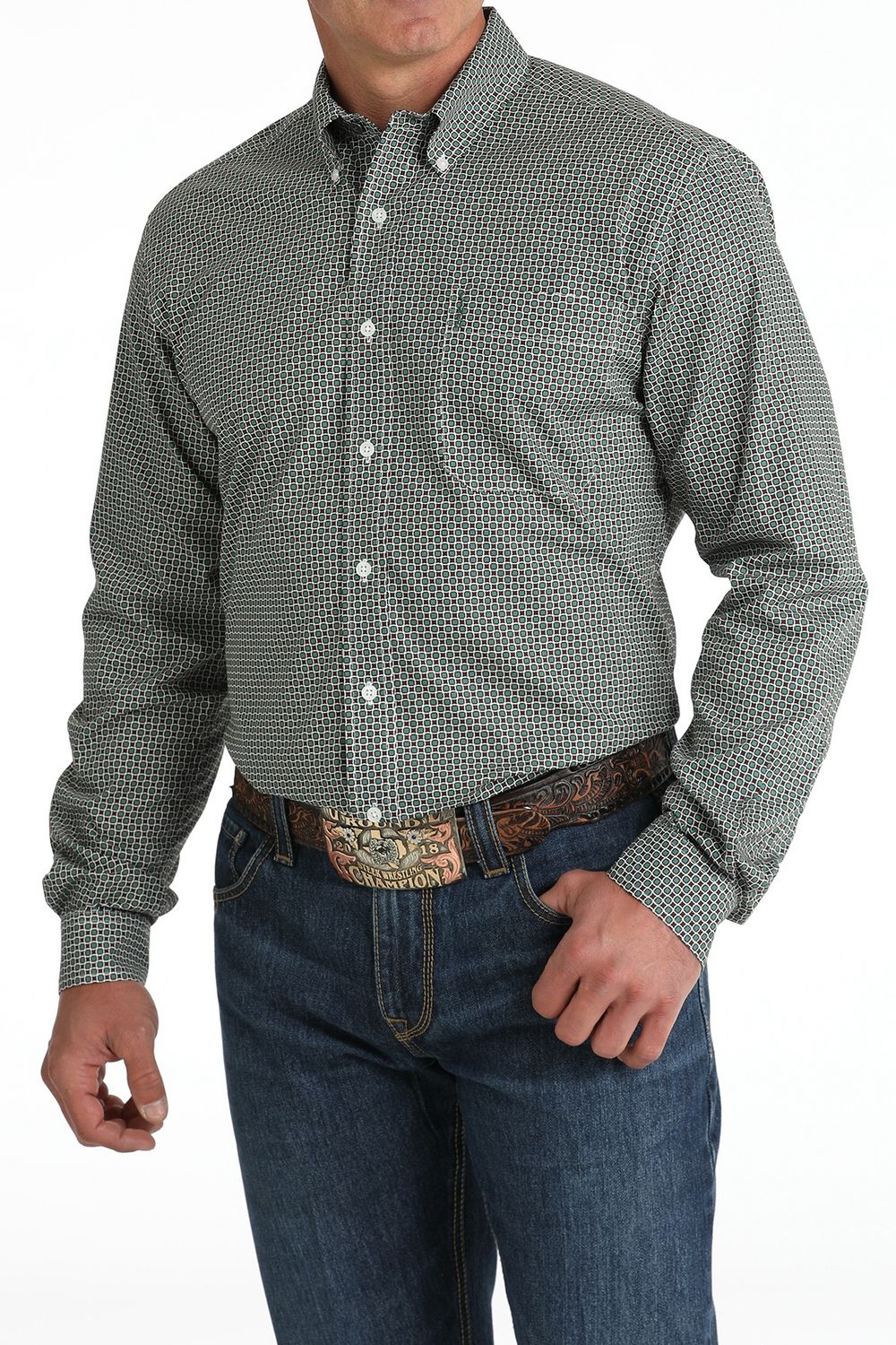 MENS L/S PRINT MODERN 10/24 - GRN