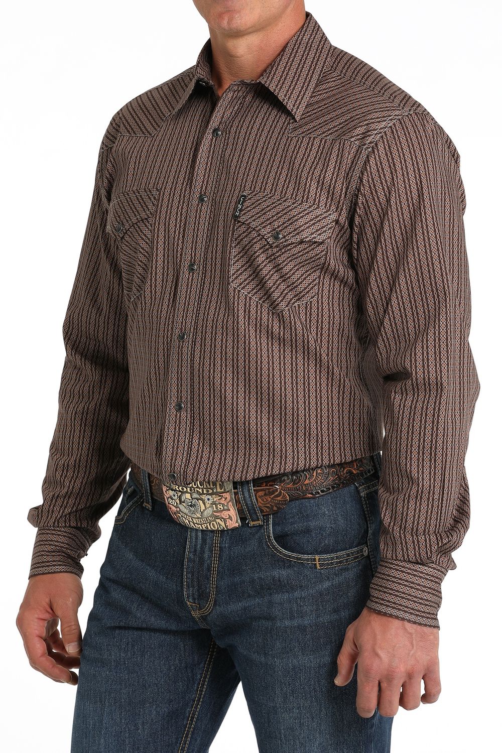 MENS L/S PRINT MODERN 10/24 - BRN
