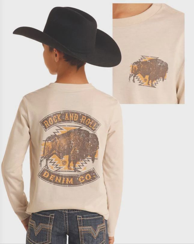 Rock &amp; Roll Youth Graphic Buffalo L/S Tee