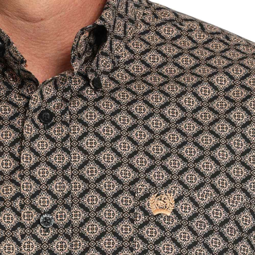 Cinch Mens Medallion Print Black Western Shirt