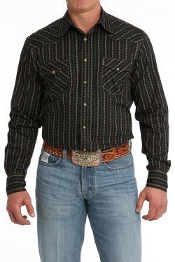 Cinch Mens Modern Fit Vintage Stripe Snap Western Shirt