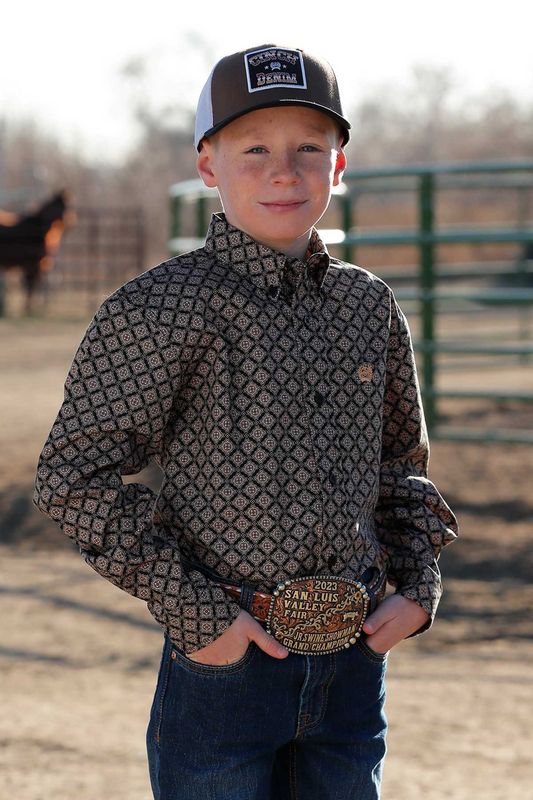 Cinch Youth Boys Medallion Print Western Shirt