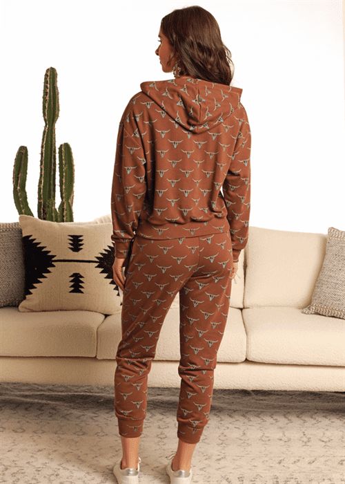 Rock&amp;Roll Ladies Steer Print Joggers