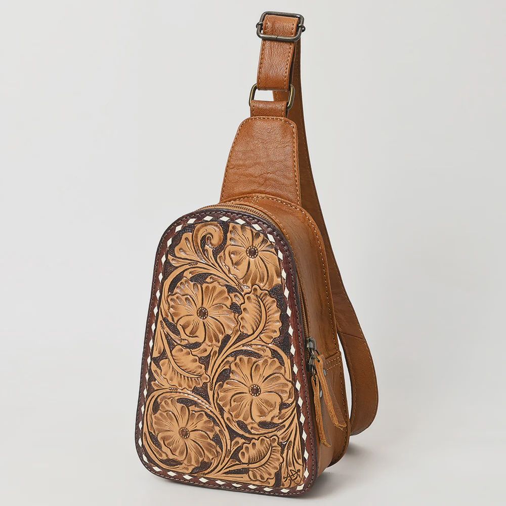 Sling Hand Tooled Genuine Western Leather Women Bag