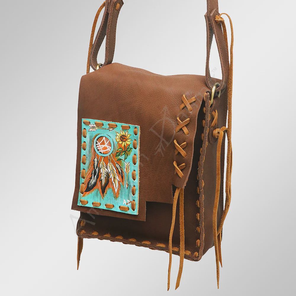 Crossbody Genuine Western Leather Women Bag Dream Catcher