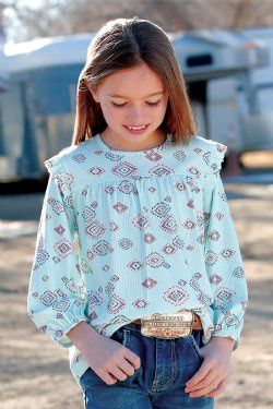 Girl&#39;s Rib Knit Top - Light Blue