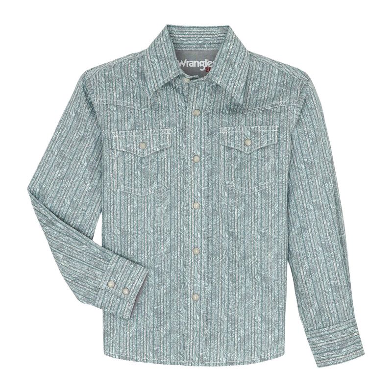 Boys Wrangler 20X Advanced Comfort Long Sleeve Shirt - Turquoise