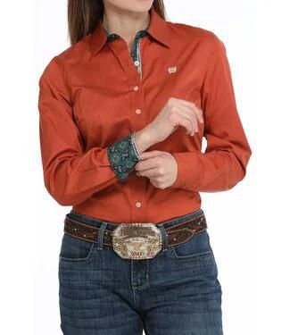 CINCH WOMEN&#39;S L/S TENCEL SHIRT COPPER
