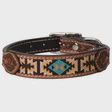 Turquoise Cross  Buckstitch Dog Collar