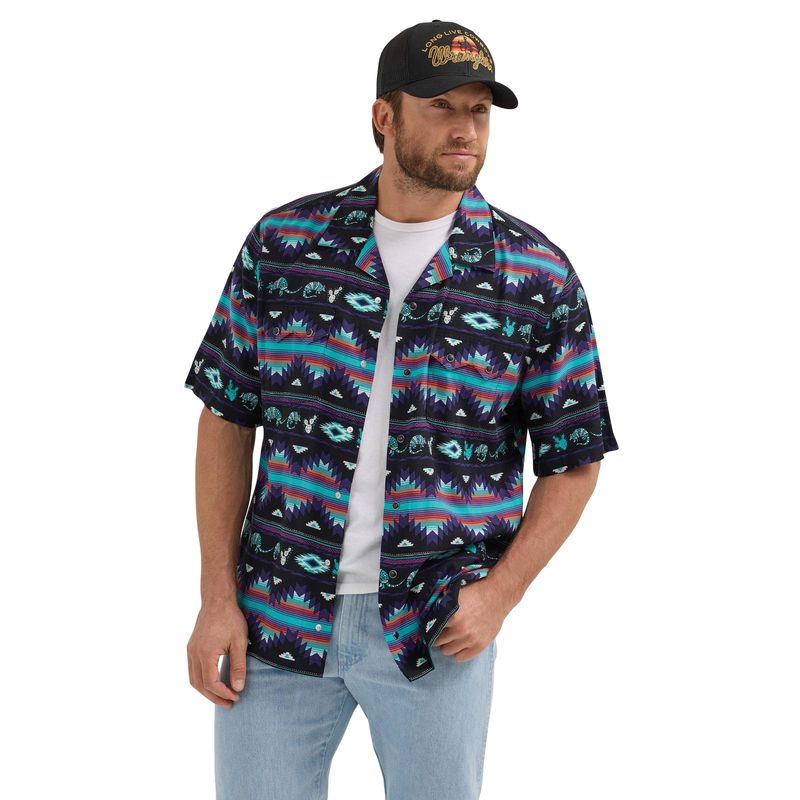 Wrangler® Coconut Cowboy Short Sleeve Shirts - Black Multi
