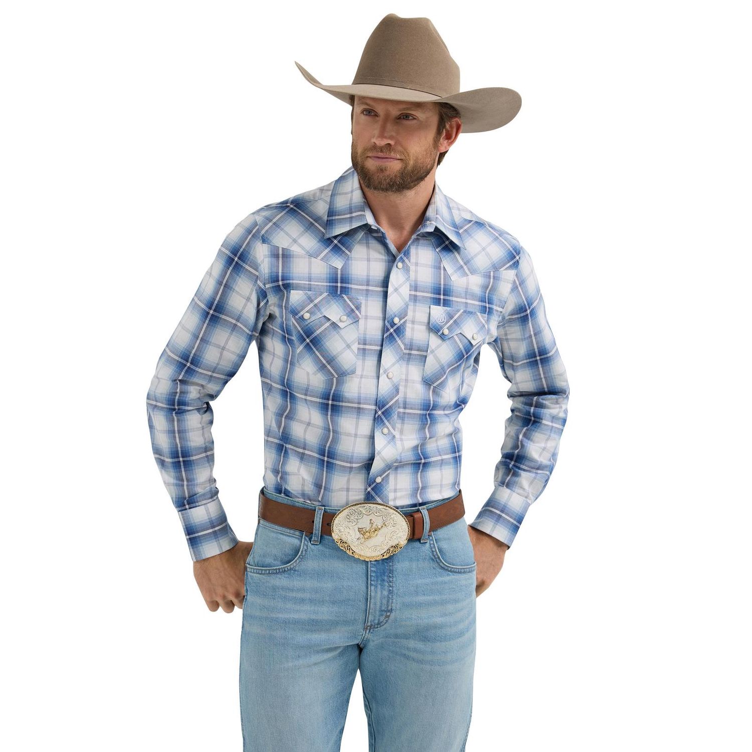 Wrangler Retro® Long Sleeve Shirt - Modern Fit - Blue