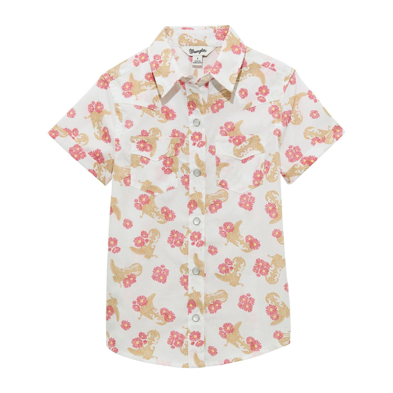Girls Western Top - White/Coral