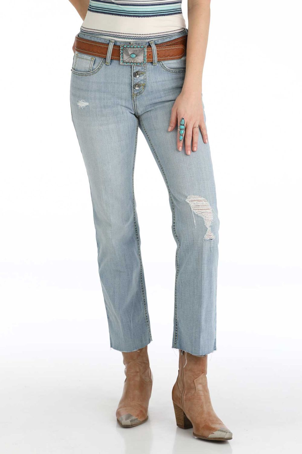 Cruel Women&#39;s Hannah Crop Jean- Light Stone