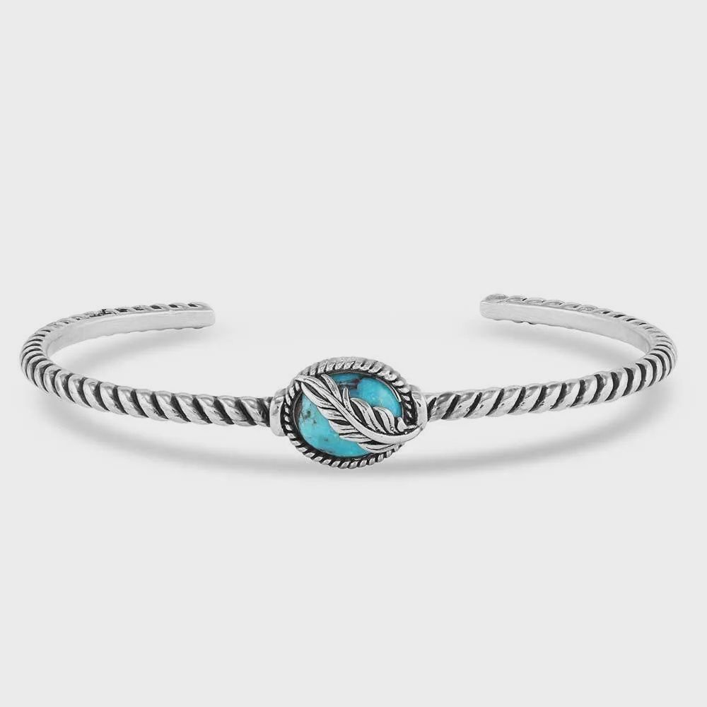 World&#39;s Feather Turquoise Cuff Bracelet