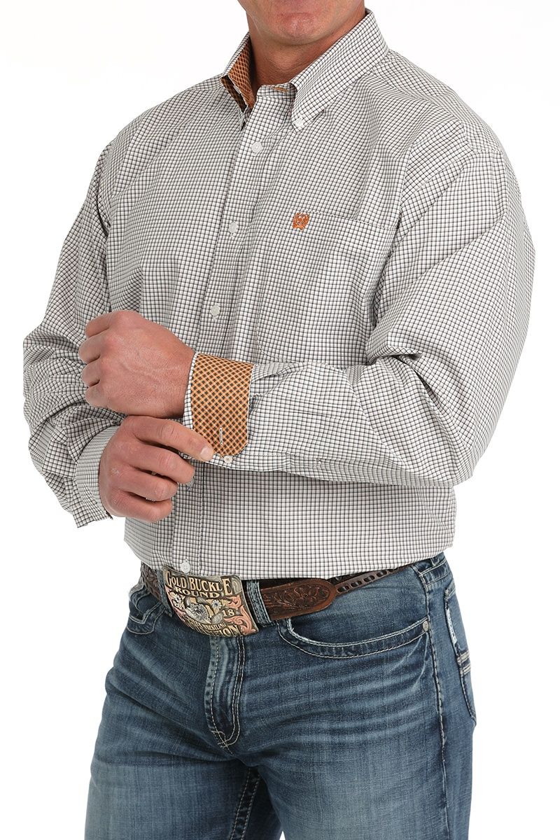 MENS L/S PLAID 3/25 - WHT