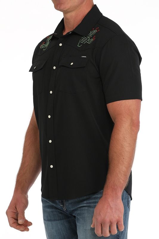 MENS S/S CAMP SHIRT 3/25 - BLK