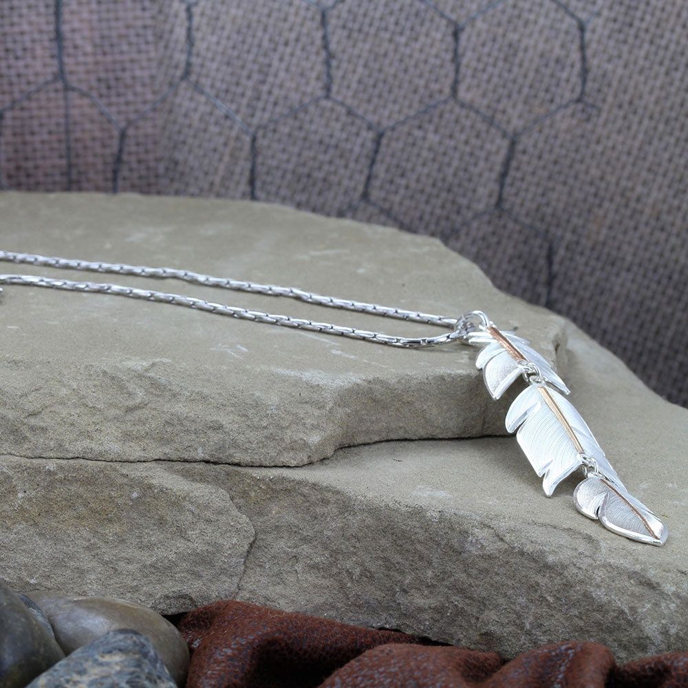 Rose Gold Plume Feather Necklace