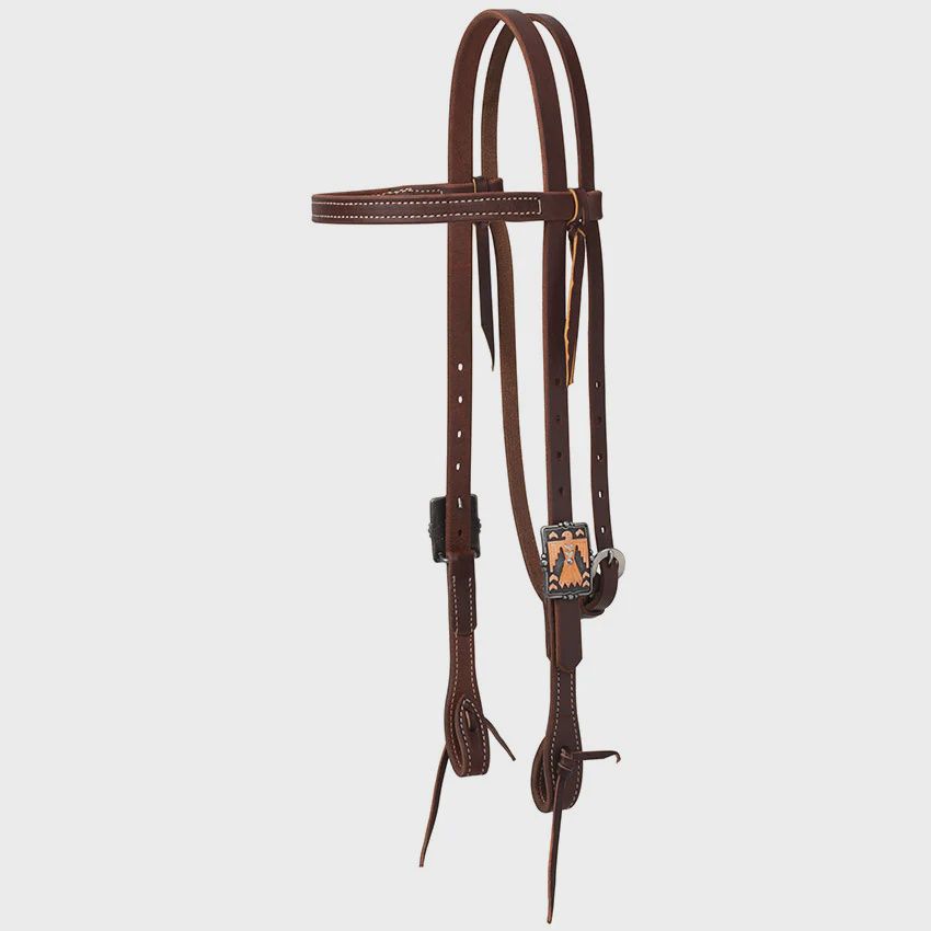 Working Tack Headstalls with Designer Buckles Thunderbird Straight Browband