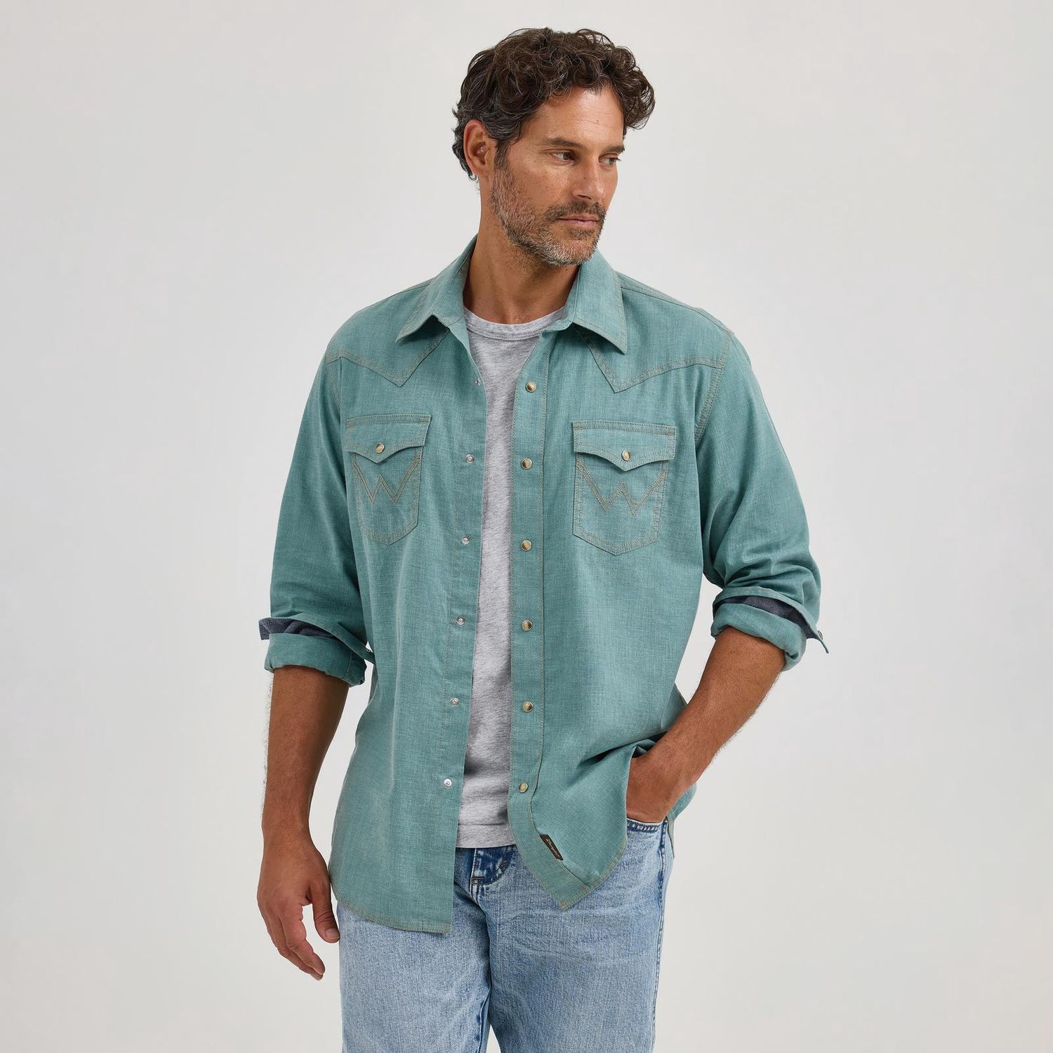 Wrangler Retro® Premium Long Sleeve Shirt - Modern Fit - Pine