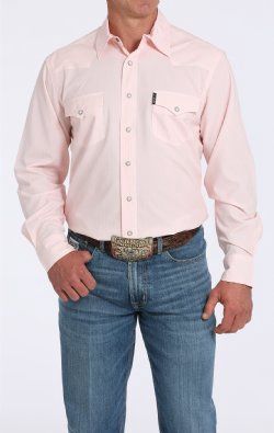 Men&#39;s Modern Fit Geometric Print Snap Front Western Shirt - Pink