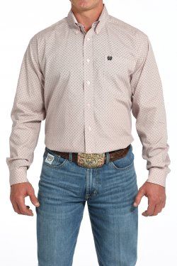 Cinch Men's Basketweave Print Button-Down Western Shirt - Pink