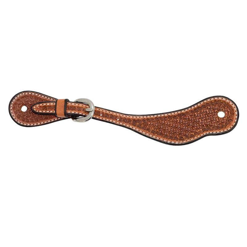 Youth Golden Leather Spider Stamp Cowboy Spur Straps