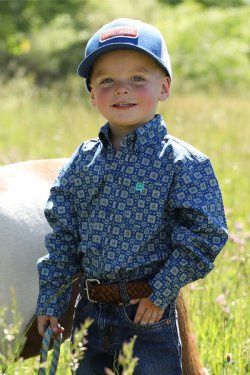Toddler Geometric Print Western Shirt Royal Blue